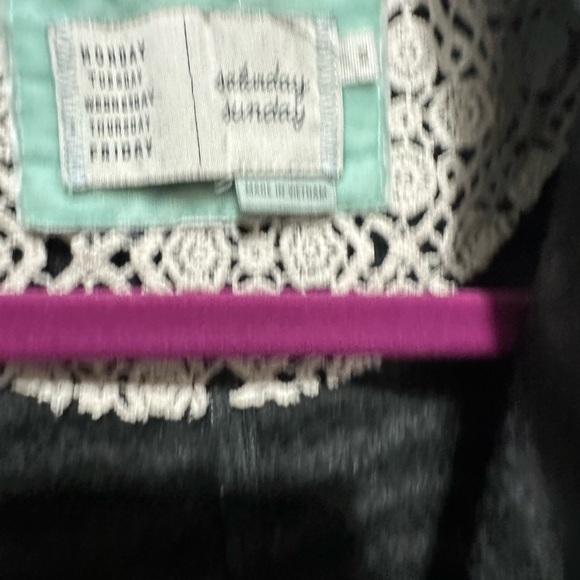 Anthropologie Boho Chic Green & Gray Striped Fringe Open Front Cardigan Sweater - Picture 3 of 7